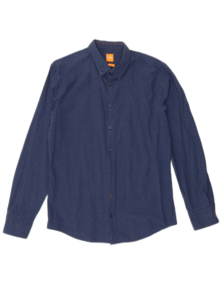 Ανδρικό πουκάμισο Hugo Boss Slim Fit μεγάλο μπλε Gingham