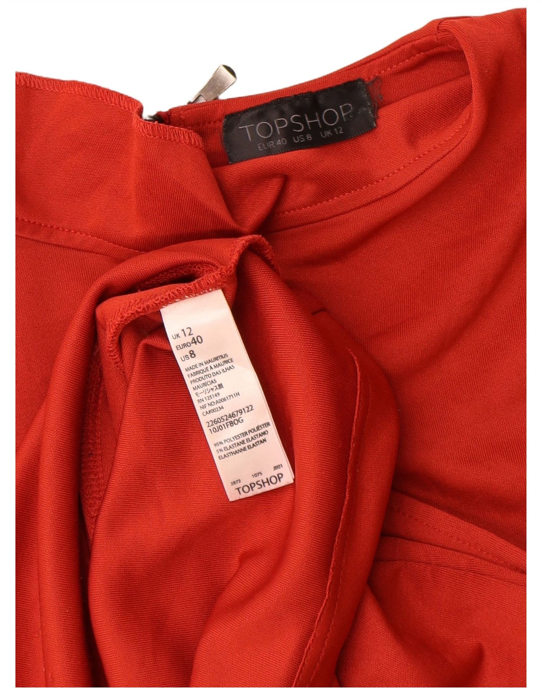 Topshop Γυναικείο T-Shirt Φόρεμα UK 12 Medium Red Polyester