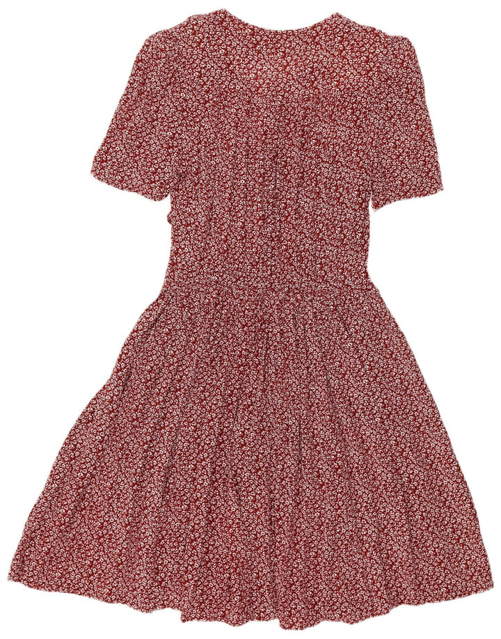 VINTAGE Γυναικείο φόρεμα Empire UK 14 Μεγάλο Βουργουνδί Floral