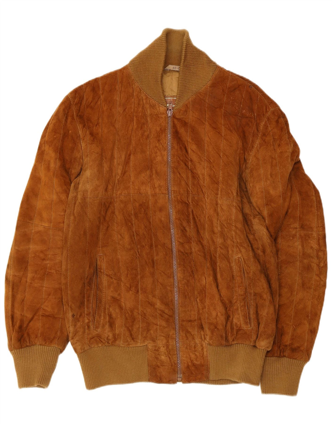 Vintage Ανδρικό Suede Bomber Jacket IT 48 Μεσαίο Καφέ Δερμάτινο