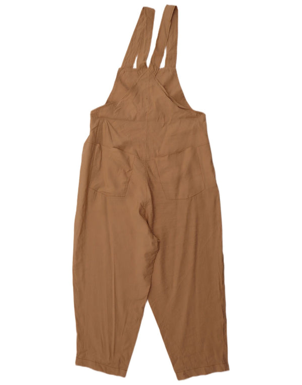 VINTAGE Womens Loose Fit Dungarees Cropped Trousers UK 14 Medium L20 Beige