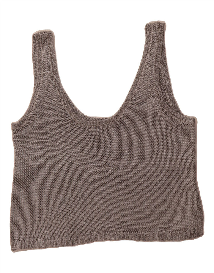 ZARA Womens Knit Cami Top UK 12 Medium Grey Polyester Vintage Zara and Second-Hand Zara from Messina Hembry 