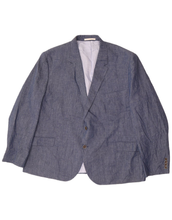 Marks & Spencer Ανδρικό Μπουφάν Blazer UK 54 7XL Blue Linen Classic