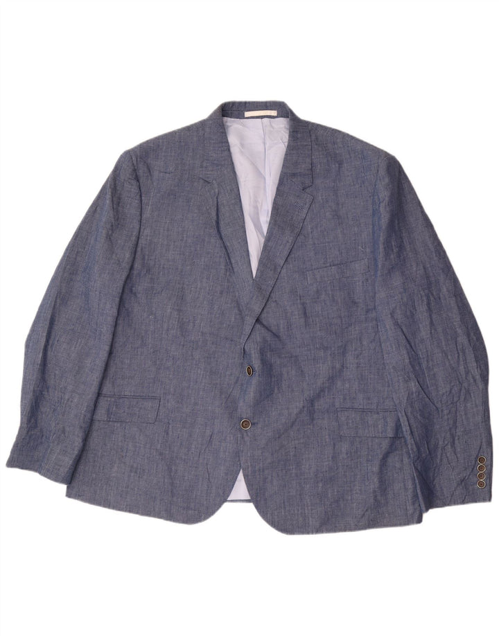 Marks & Spencer Ανδρικό Μπουφάν Blazer UK 54 7XL Blue Linen Classic