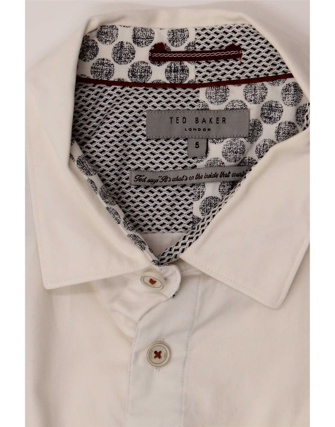 Ted Baker Ανδρικό πουκάμισο νούμερο 5 XL Λευκό βαμβακερό