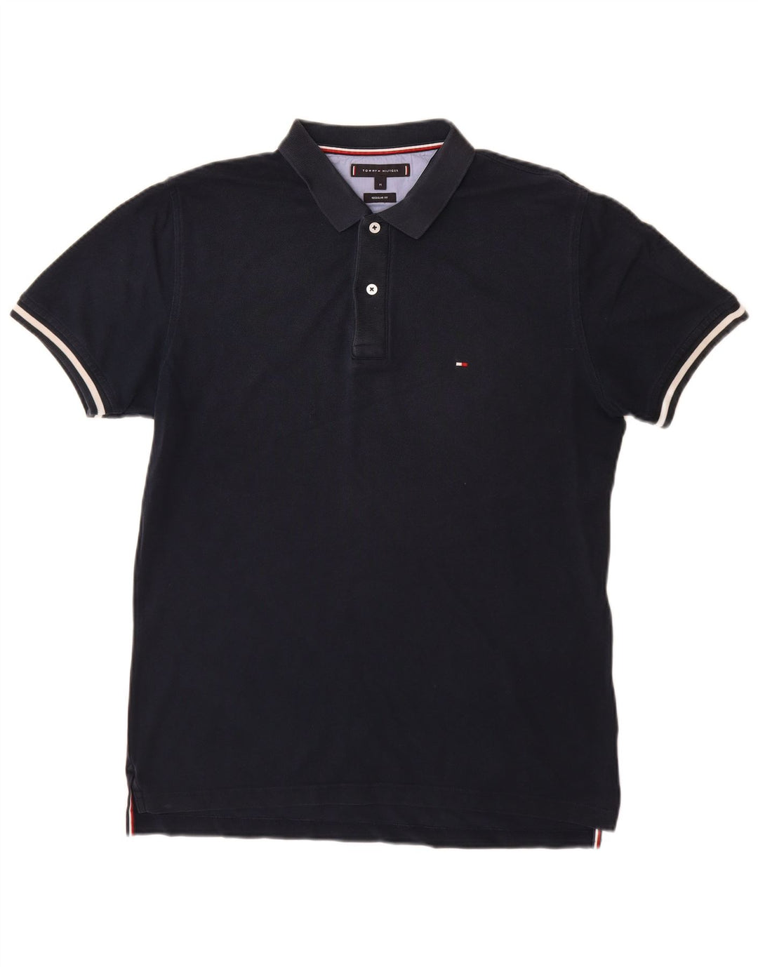 Tommy Hilfiger Ανδρικό πουκάμισο Polo με κανονική εφαρμογή, μεσαίο μπλε ναυτικό