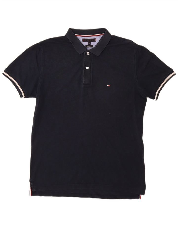 Tommy Hilfiger Ανδρικό πουκάμισο Polo με κανονική εφαρμογή, μεσαίο μπλε ναυτικό