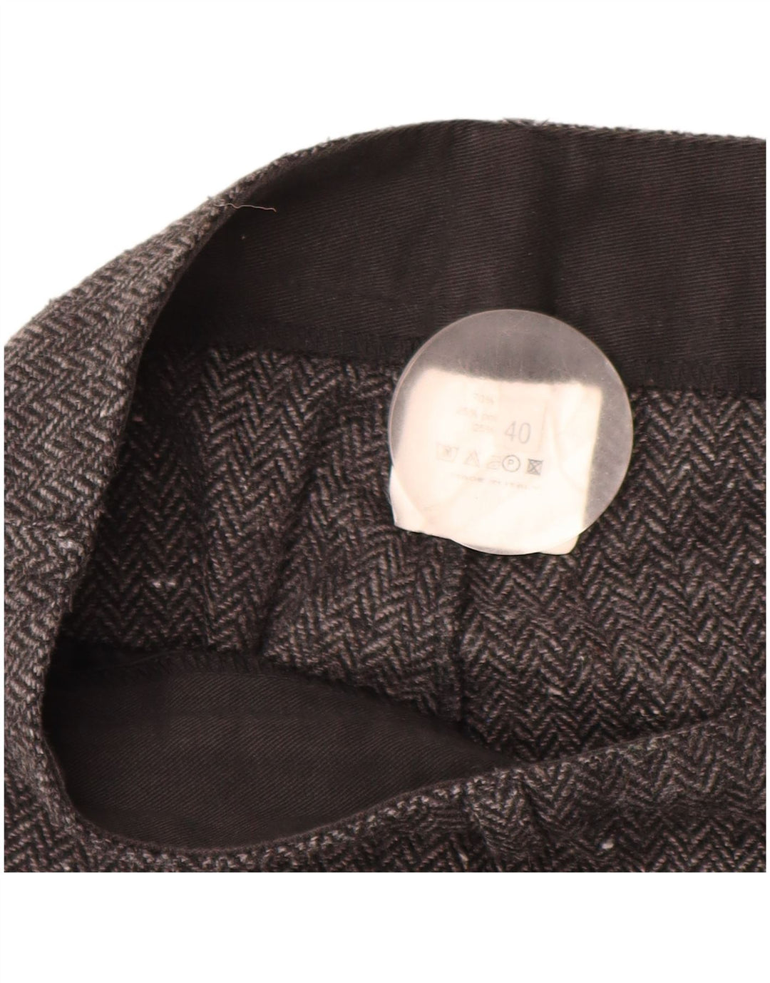 VINTAGE Γυναικείο Casual Παντελόνι IT 40 Small W28 L32 Grey Ψαροκόκκαλο