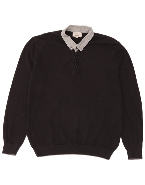 Marks & Spencer Ανδρικό πουλόβερ με κανονική εφαρμογή Polo Large Μαύρο