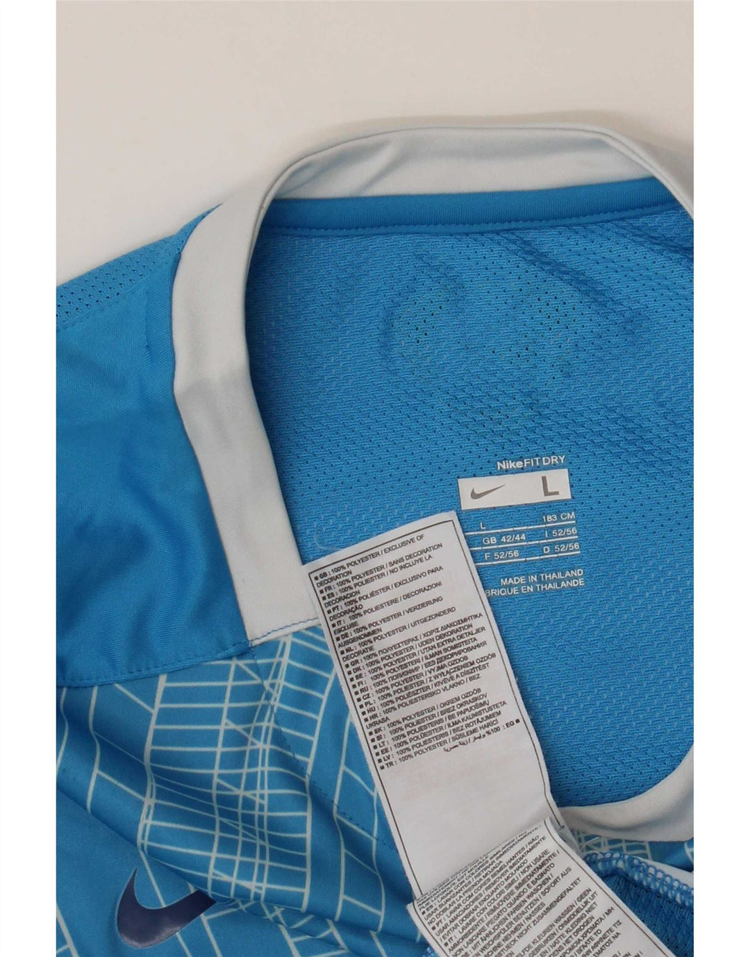 Ανδρικό T-Shirt Nike τοπ UK 42/44 μεγάλο μπλε γεωμετρικό πολυεστέρα