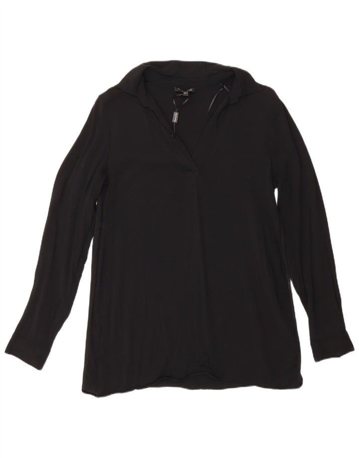 Massimo Dutti Γυναικεία μακρυμάνικη μπλούζα τοπ UK 10 Small Black Viscose