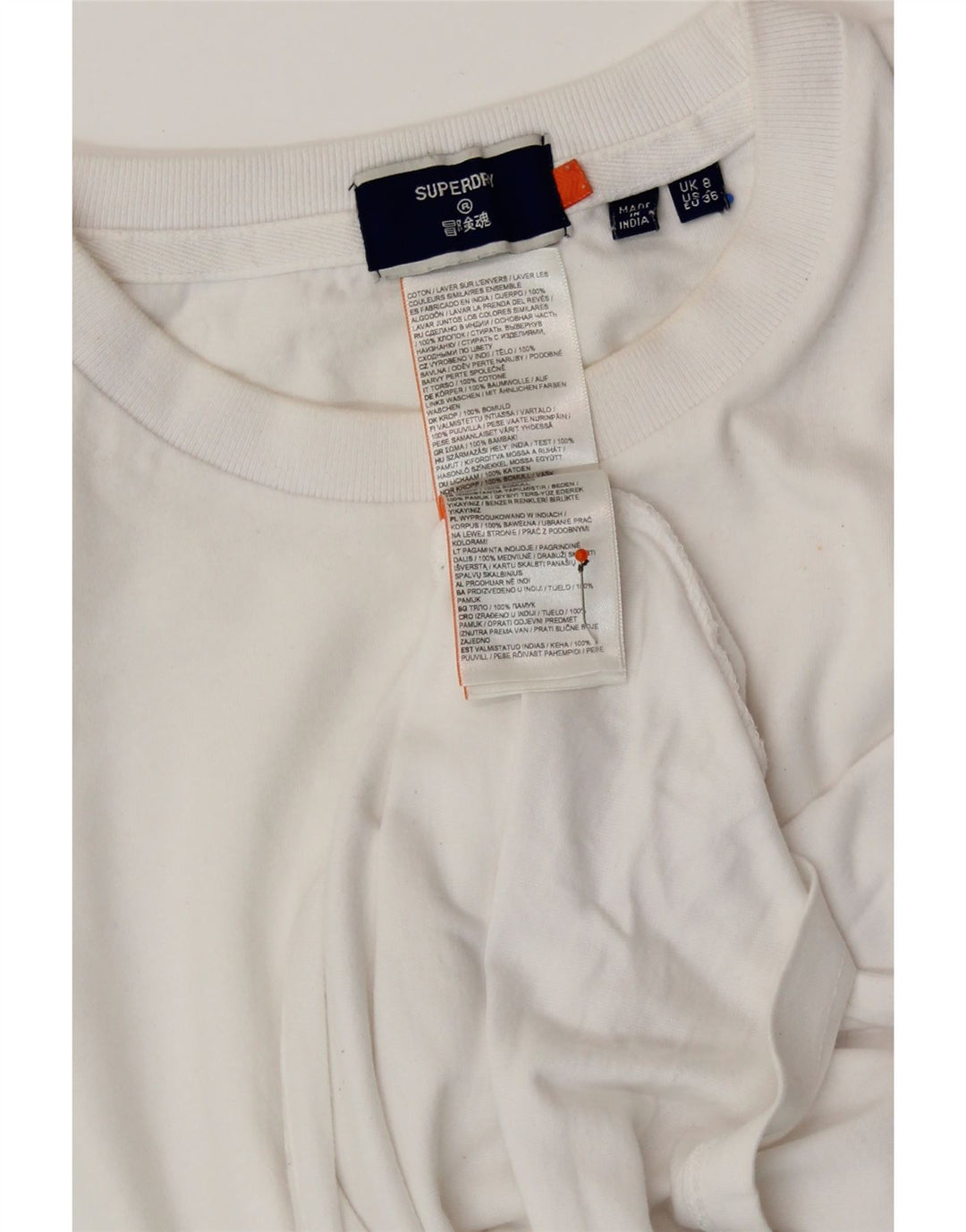 Γυναικείο T-Shirt SUPERDRY Top UK 8 Μικρό λευκό βαμβακερό