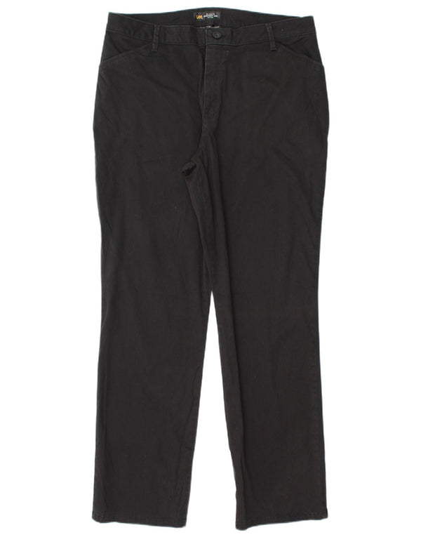 Lee Womens Mid Rise Straight Casual Trousers US 14 XL W32 L30 Black Cotton