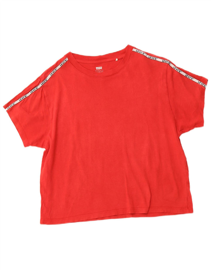 Γυναικείο T-Shirt LEVI'S Top UK 12 Medium Red Colourblock