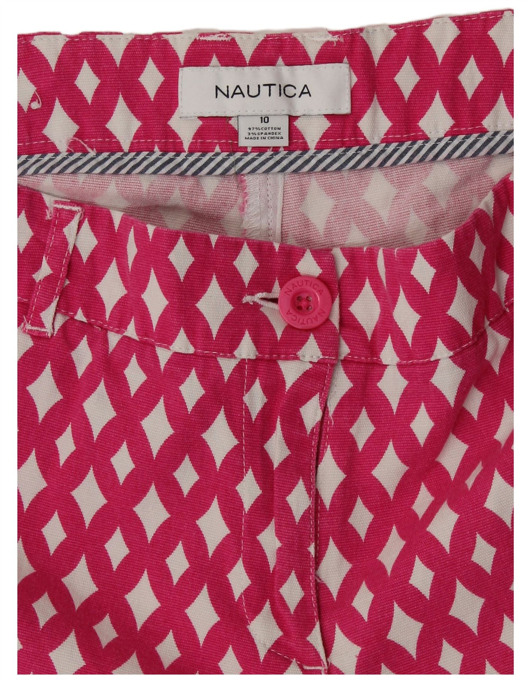 NAUTICA Γυναικείο σορτς Chino US 10 Μεγάλο W32 Ροζ Argyle/Βαμβακερό Διαμάντι