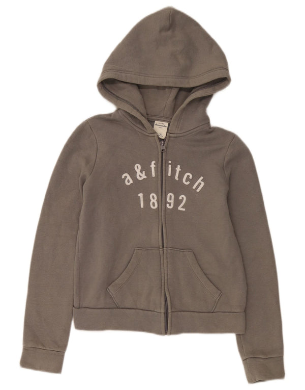 Πουλόβερ Abercrombie & Fitch Girls Crop με κουκούλα με φερμουάρ 13-14 ετών μεγάλο γκρι