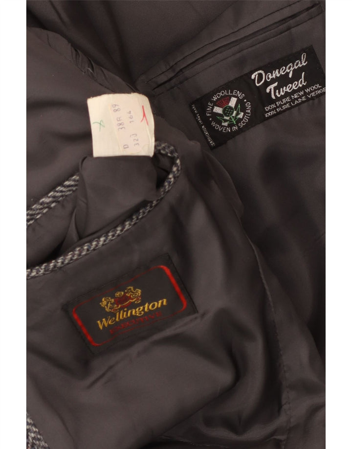 Wellington Mens Donegal Tweed Blazer Jacket UK 38 Medium Grey Ψαροκόκκαλο
