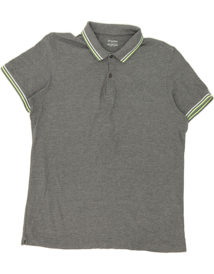 LOTTO Mens Polo Shirt 2XL Grey Cotton Vintage Lotto and Second-Hand Lotto from Messina Hembry 
