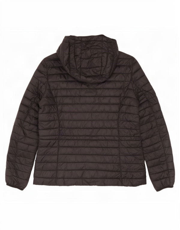 Massimo Dutti Γυναικείο μπουφάν με κουκούλα UK 12 μεσαίο μαύρο νάιλον