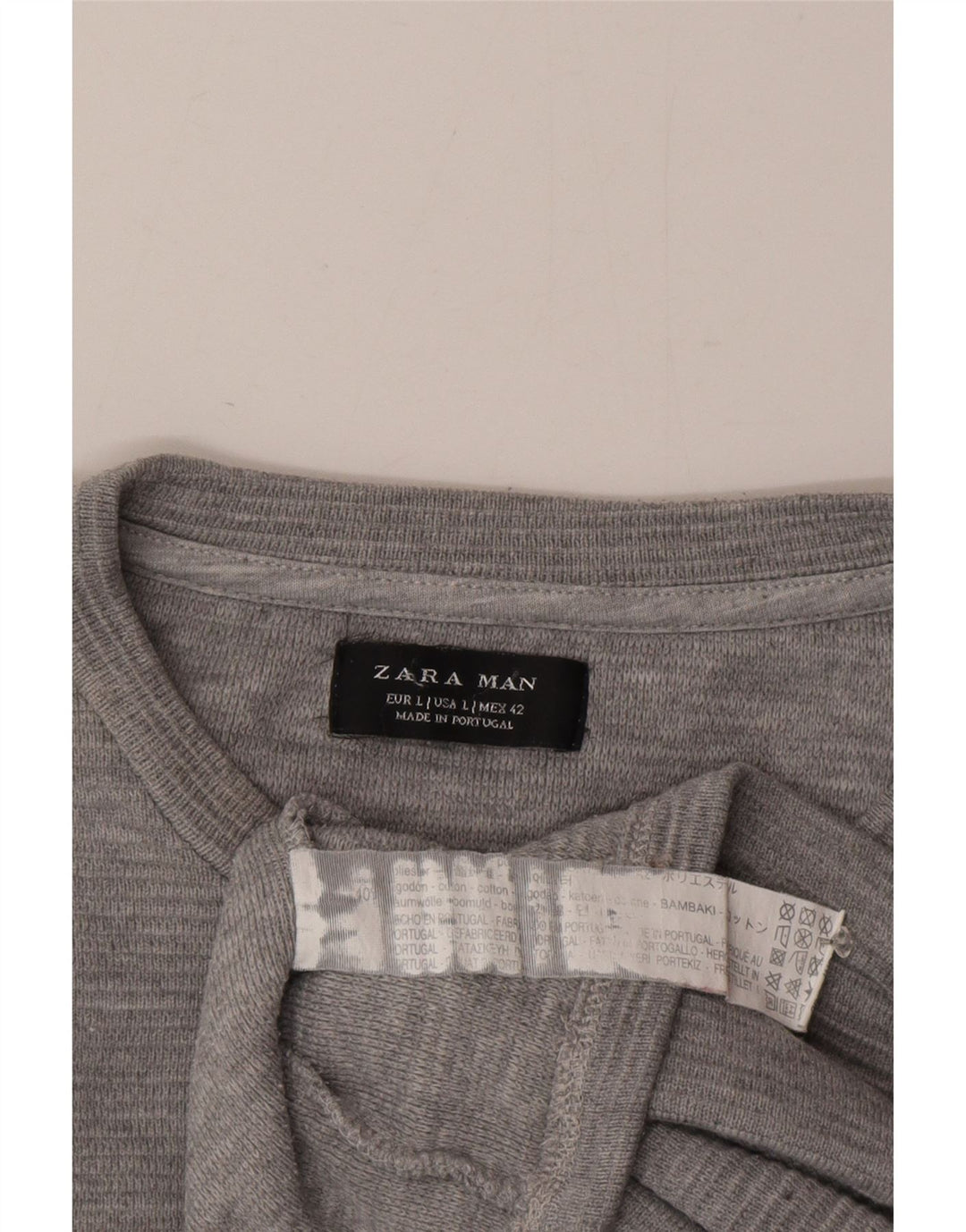 Ανδρικό τοπ Zara μακρυμάνικο μεγάλο γκρι βαμβακερό