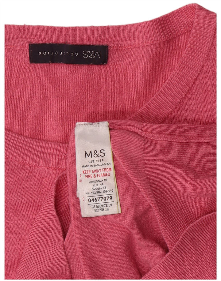 Marks & Spencer Γυναικεία ζακέτα UK 16 Μεγάλη ροζ βισκόζη Classic