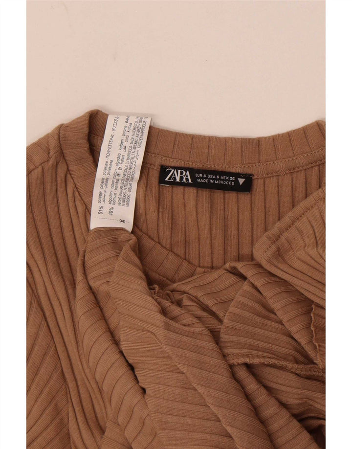 Zara Γυναικείο Φόρεμα Bodycon UK 8 Small Beige Polyester