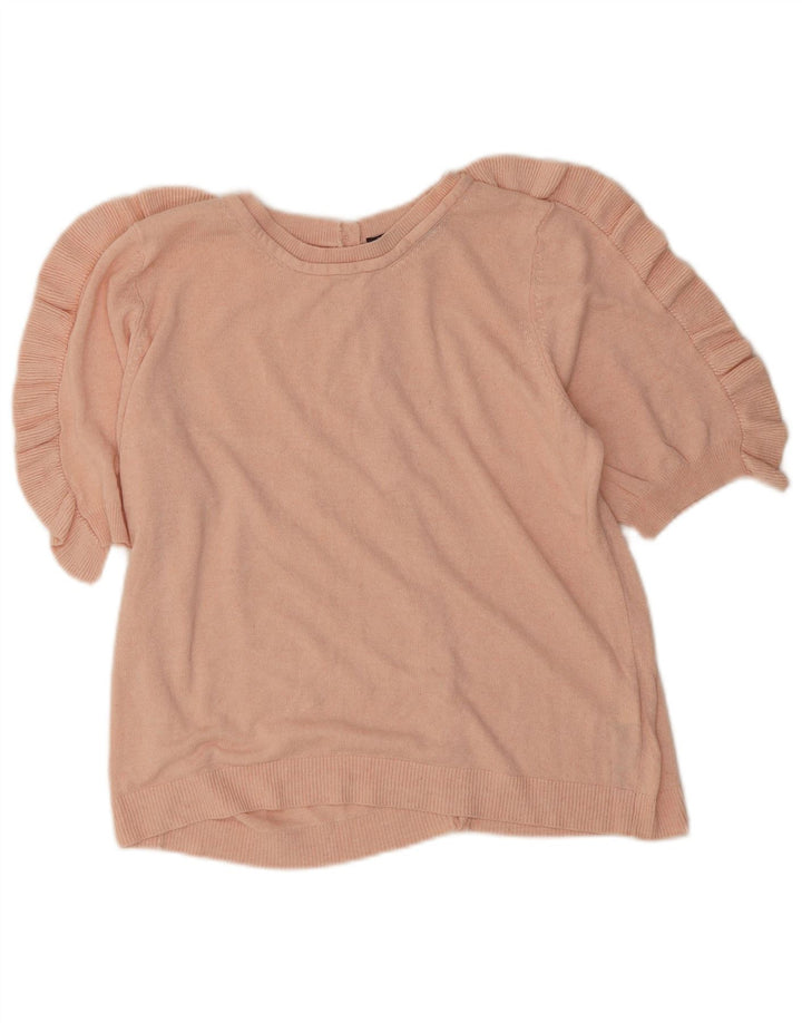 Marks & Spencer Γυναικείο πουλόβερ ζακέτα βολάν UK 14 Medium Pink