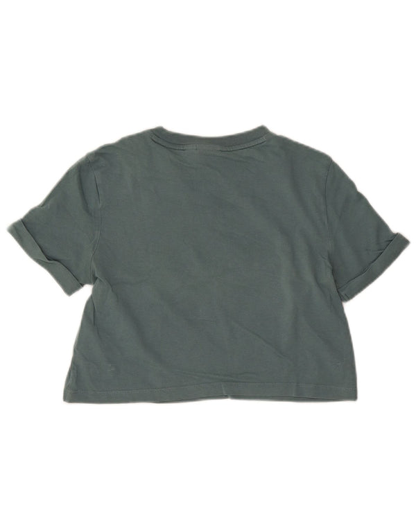 Γυναικείο T-Shirt Adidas Crop Top UK 8 Μικρό πράσινο βαμβακερό