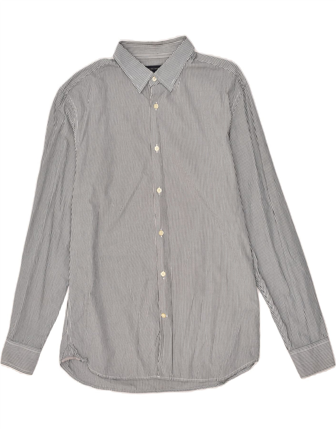 BANANA REPUBLIC Mens Shirt Size 1616 1/2 Large Grey Striped Cotton | Vintage Banana Republic | Thrift | Second-Hand Banana Republic | Used Clothing | Messina Hembry 
