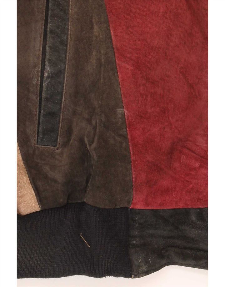Euro Mode Ανδρικό Suede Bomber Jacket IT 52/54 XL Πολύχρωμο Colourblock