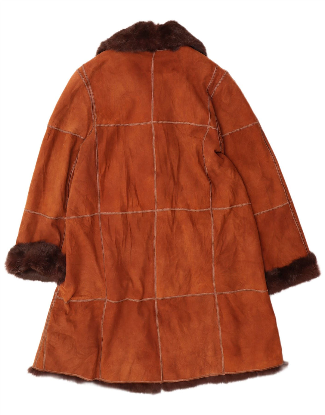 Γυναικείο Shearling Παλτό VINTAGE IT 44 Μεσαίο Καφέ Δέρμα