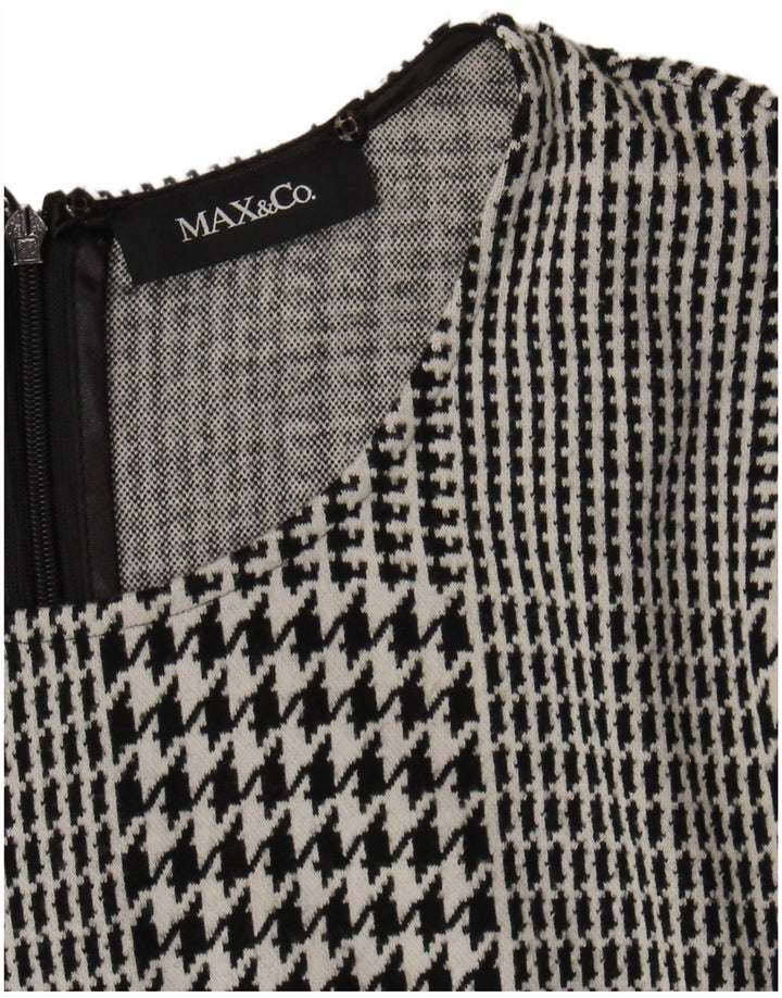 Max & Co. Γυναικείο φόρεμα 3/4 με μανίκια A-Line UK 12 Medium Black Houndstooth