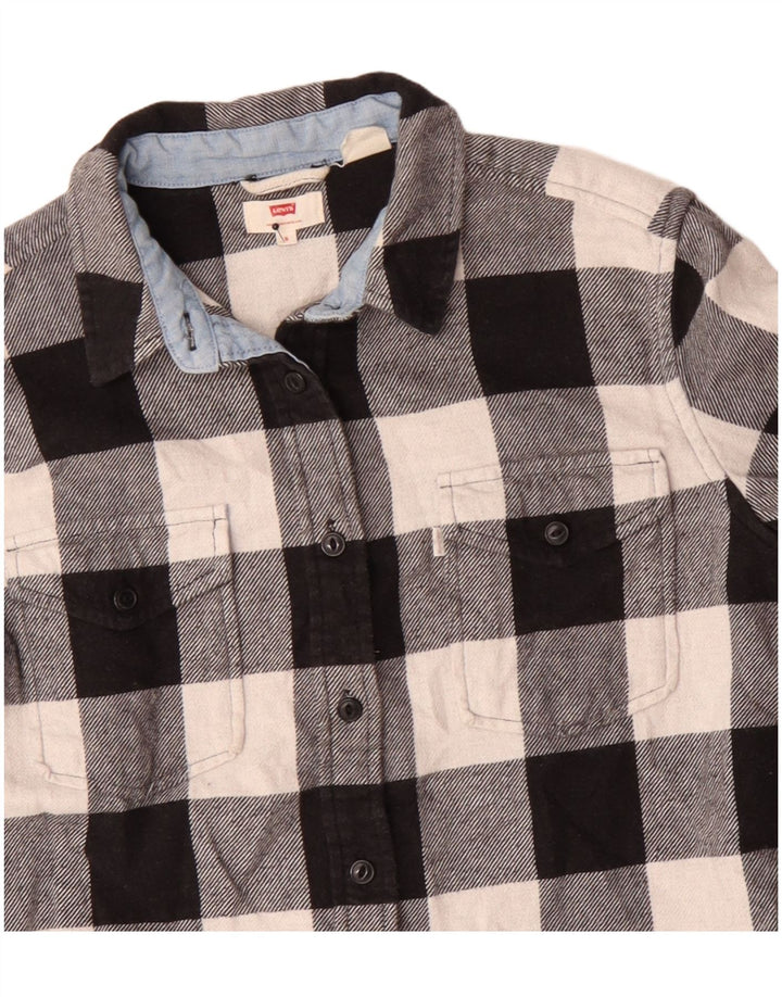 Γυναικείο φανελένιο πουκάμισο Levi's UK 10 Small Black Check Cotton