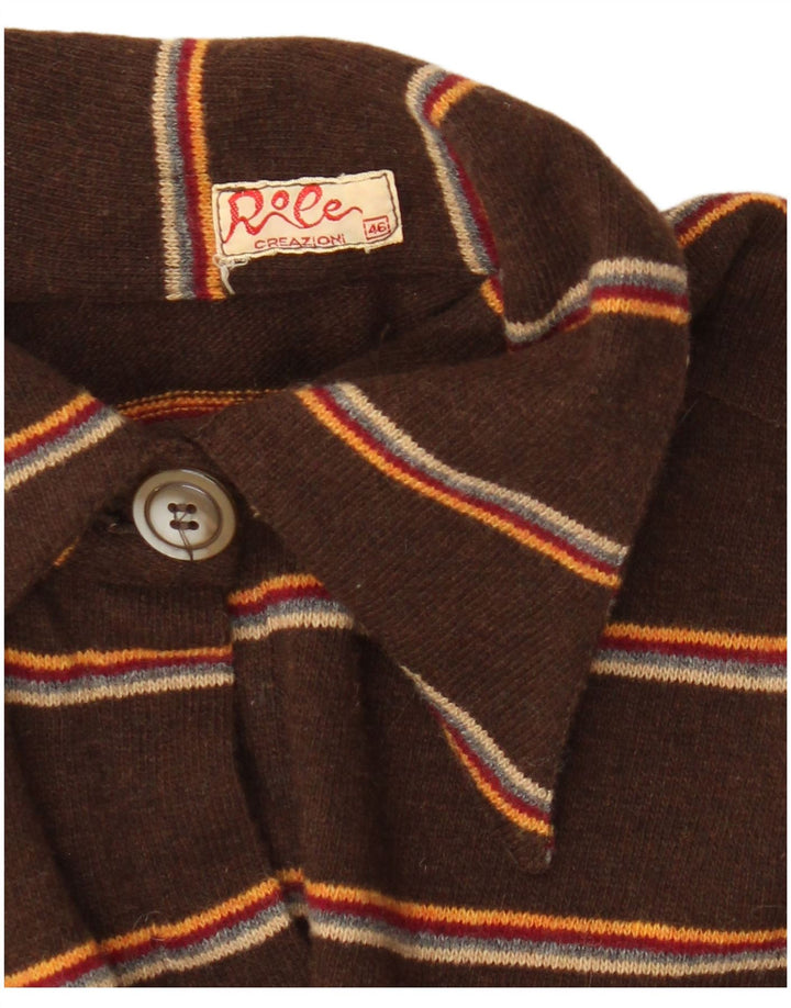 Vintage γυναικείο πουλόβερ πουκάμισο IT 46 Μεγάλο καφέ ριγέ