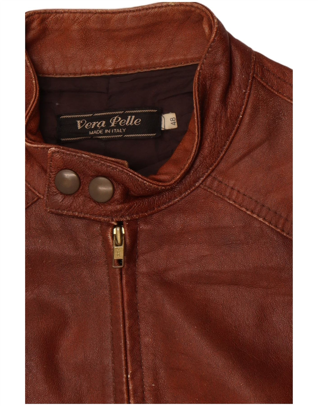 Vintage Γυναικείο Crop Δερμάτινο Μπουφάν IT 48 XL Καφέ Δερμάτινο