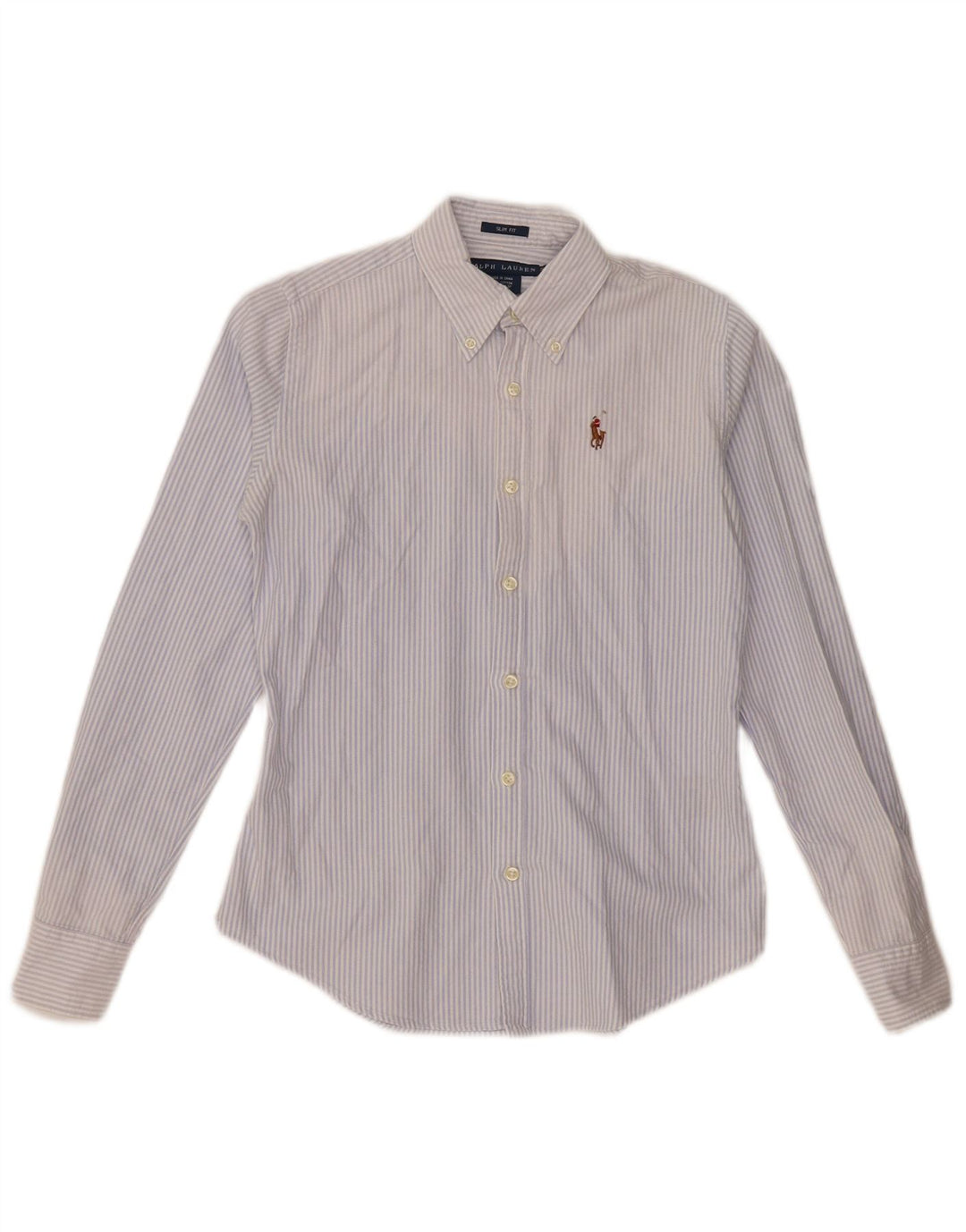 RALPH LAUREN Γυναικείο Slim Fit πουκάμισο US 0 XS Μπλε ριγέ βαμβακερό