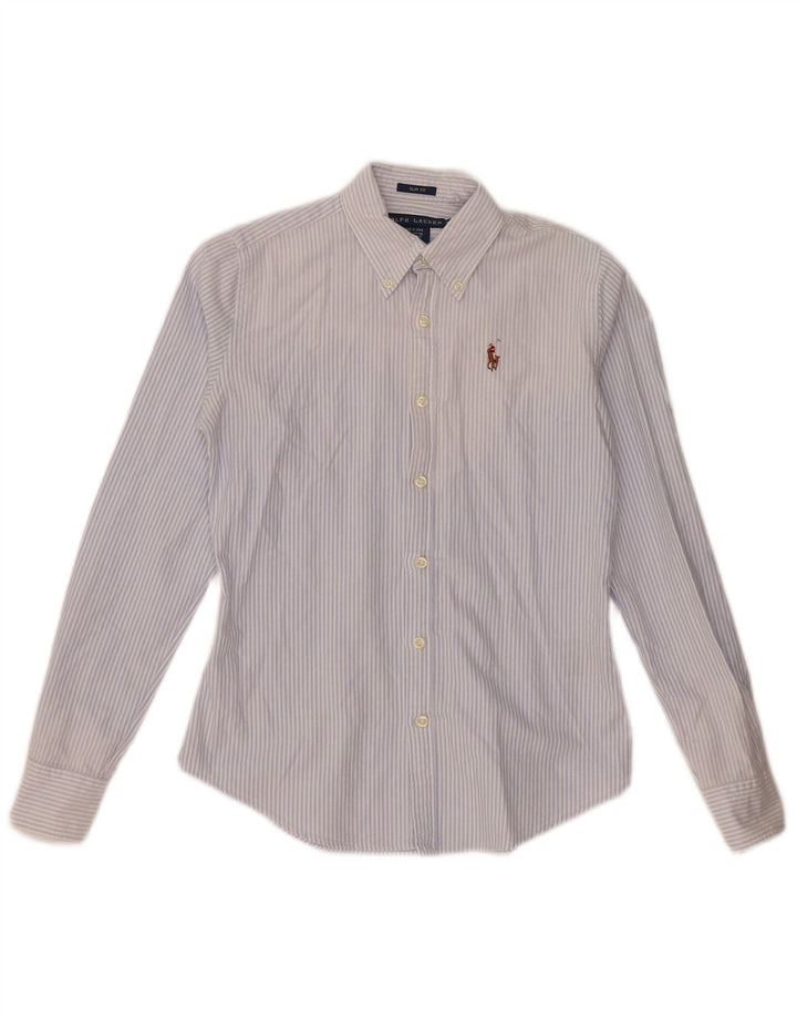 RALPH LAUREN Γυναικείο Slim Fit πουκάμισο US 0 XS Μπλε ριγέ βαμβακερό