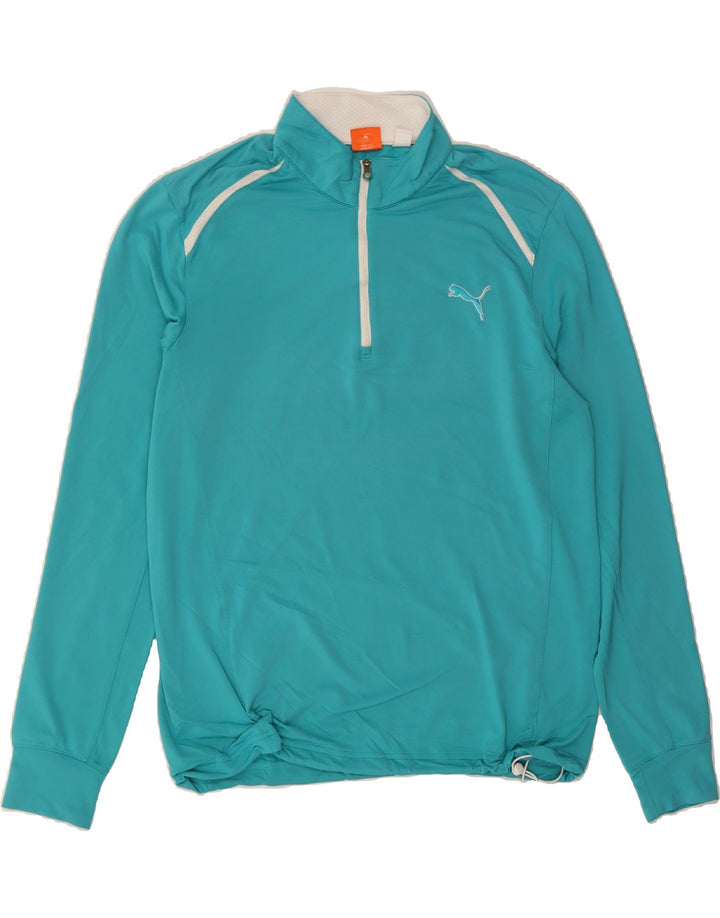 PUMA Mens Zip Neck Pullover Tracksuit Top Medium Blue Polyester Vintage Puma and Second-Hand Puma from Messina Hembry 
