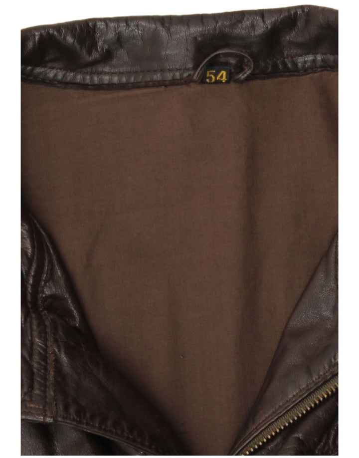 Vintage Ανδρικό Δερμάτινο Μπουφάν IT 54 2XL Καφέ Δερμάτινο