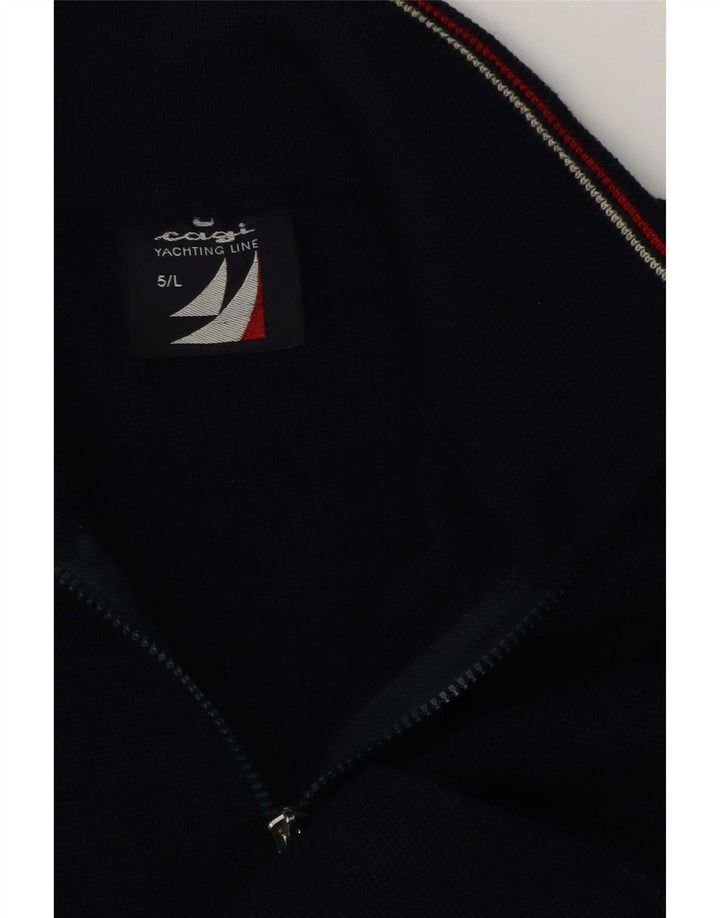 Ανδρικό πουλόβερ ζακέτας Cagi Μεγάλο Μαλλί Navy Blue