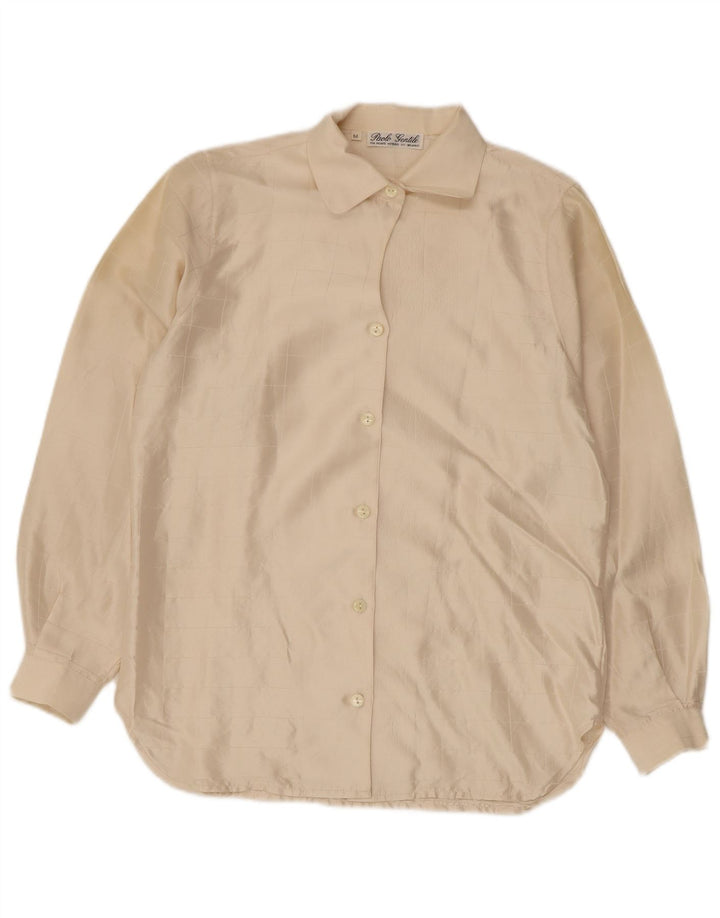 Vintage γυναικείο πουκάμισο μπλούζα UK 14 Medium Beige Check