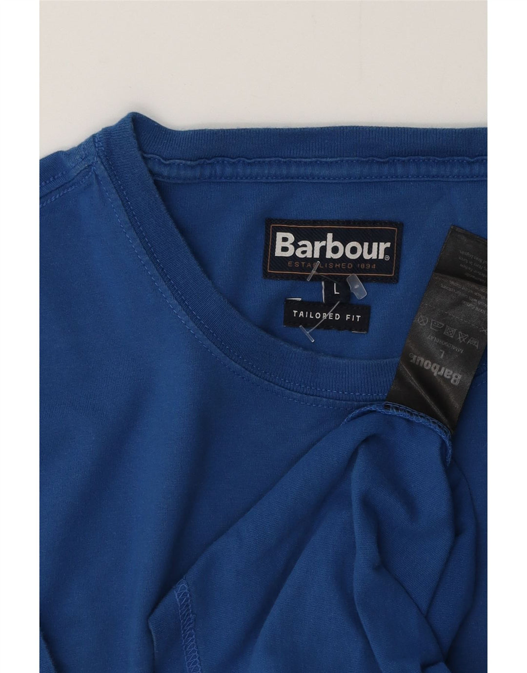 BARBOUR Ανδρικό T-Shirt Tailored Fit Top μεγάλο μπλε βαμβακερό