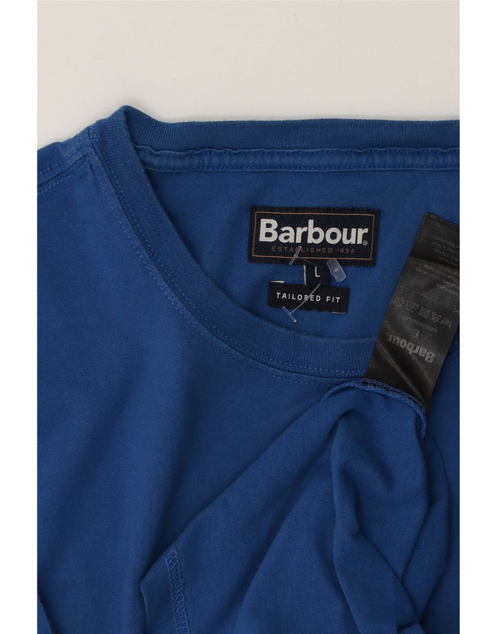BARBOUR Ανδρικό T-Shirt Tailored Fit Top μεγάλο μπλε βαμβακερό