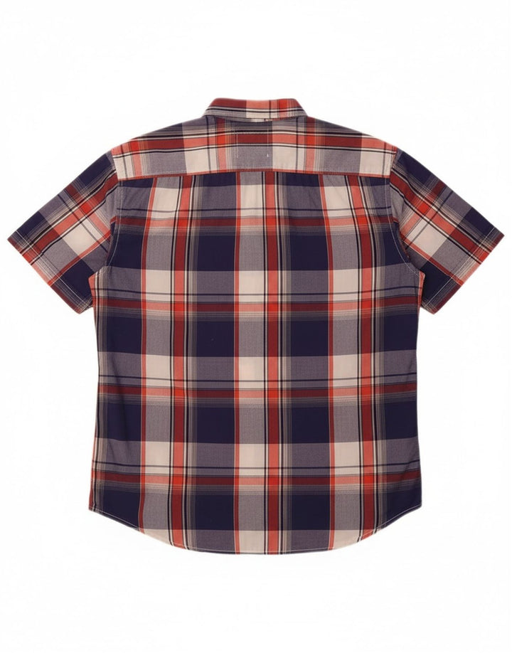 Ανδρικό κοντομάνικο πουκάμισο Angelo Litrico με λεπτή εφαρμογή, μέγεθος 43/44 XL μπλε Check