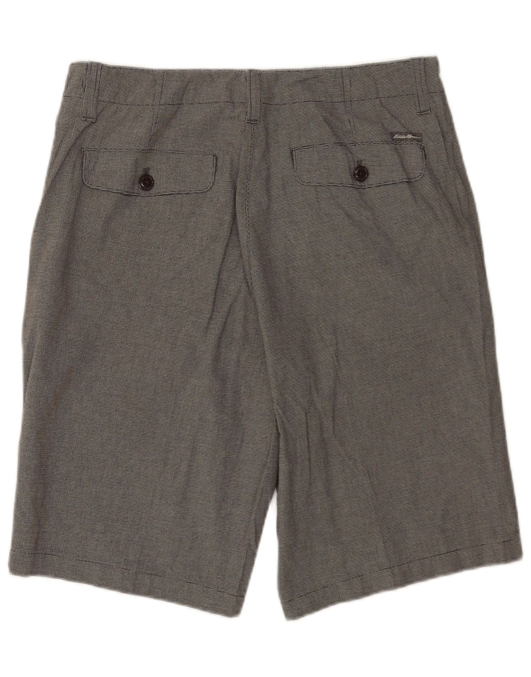Eddie Bauer Mens Chino Shorts W33 Medium Grey Houndstooth Cotton