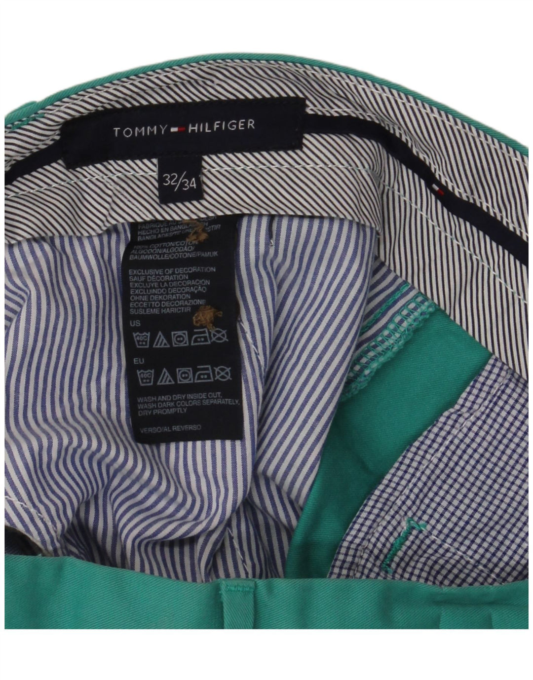 TOMMY HILFIGER Ανδρικό ίσιο παντελόνι Chino W32 L32 Τυρκουάζ βαμβακερό