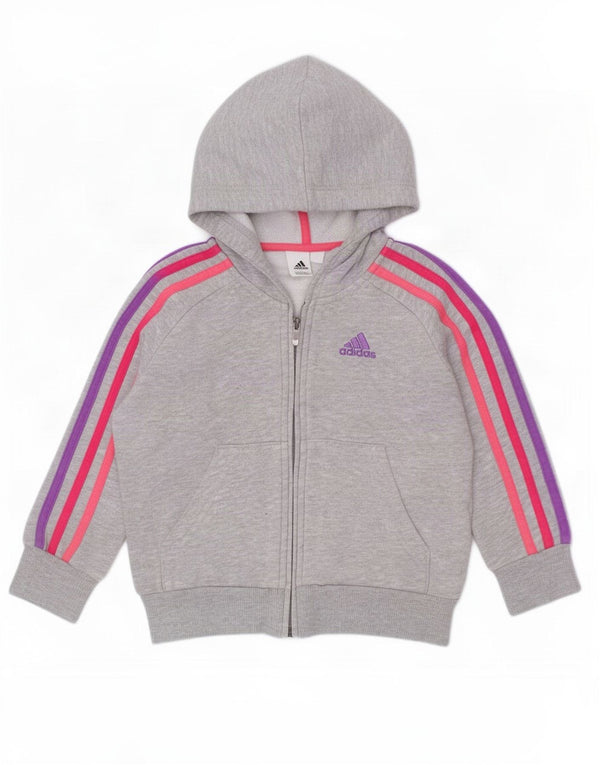 Πουλόβερ Adidas Baby Girls με φερμουάρ με κουκούλα 12-18 μηνών γκρι βαμβακερό