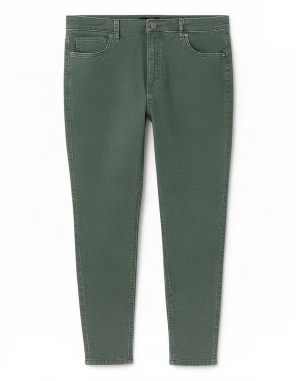 Marks & Spencer Γυναικεία Crop Skinny Corduroy Παντελόνι UK 18 XL W36 L26 Green