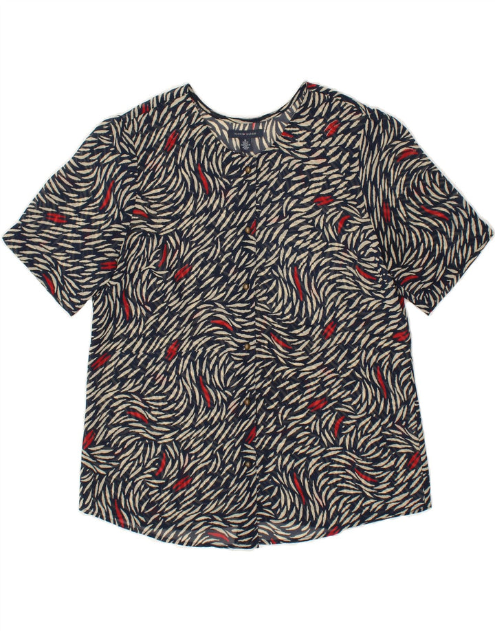 TOMMY HILFIGER Womens See Through Shirt Blouse UK 14 Medium Navy Blue | Vintage Tommy Hilfiger | Thrift | Second-Hand Tommy Hilfiger | Used Clothing | Messina Hembry 