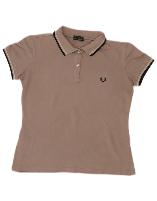 Fred Perry γυναικείο μπλουζάκι πόλο UK 12 μεσαίου γκρι βαμβακερό